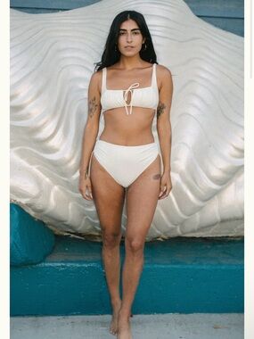 Galamaar Chemise Bikini Crema Large Ruched Top Bottom